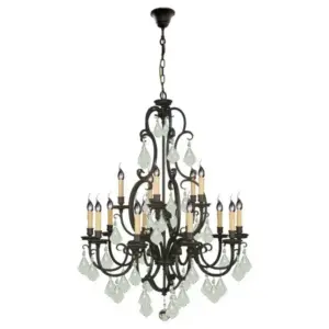 Lighting Inspirations Louis 15th 15 Light Crystal Glass Chandelier Bronze LOI1000294