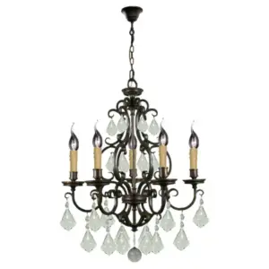 Lighting Inspirations Louis 15th 5 Light Crystal Glass Chandelier Bronze LOI1000296