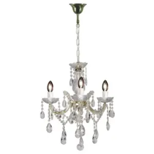Lighting Inspirations Zurich 3 Light Crystal Glass Chandelier Gold LOI1000623