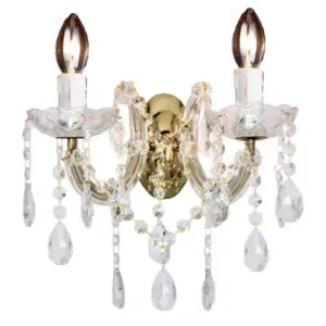 Lighting Inspirations Zurich 2 Light Crystal Glass Wall Light Gold LOI1000628