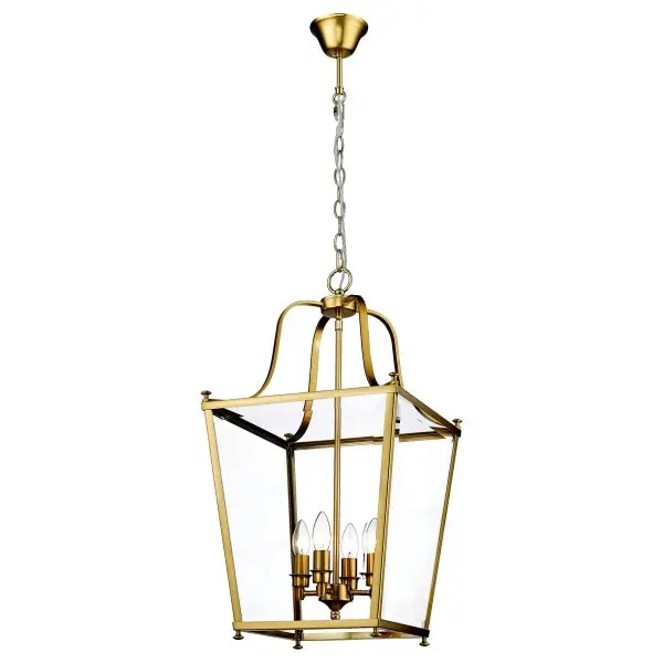 Lighting Inspirations Montana Medium 4 Light Lantern Pendant Satin Brass LOI1000650