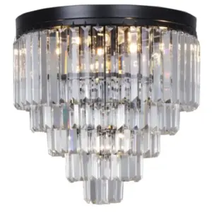 Lighting Inspirations Celestial 40cm Flush 6 Light 5 Tier Crystal Glass Chandelier Black LOI1001090