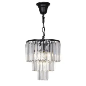 Lighting Inspirations Celestial 29cm 4 Light 3 Tier Crystal Glass Chandelier Black LOI1001092