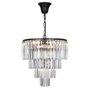 Lighting Inspirations Celestial 39cm 5 Light 4 Tier Crystal Glass Chandelier Black LOI1001093
