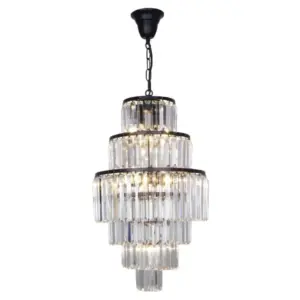 Lighting Inspirations Celestial 39cm 9 Light 6 Tier Crystal Glass Chandelier Black LOI1001094