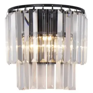 Lighting Inspirations Celestial 2 Light 2 Tier Crystal Glass Wall Bracket Black LOI1001095
