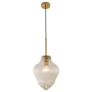 Lighting Inspirations Ridge Pendant Light Black Cord Satin Brass LOI1001470
