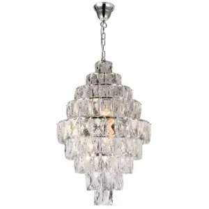 Lighting Inspirations Waterfall 50cm 12 Light 9 Tier Crystal Glass Chandelier Chrome LOI1001573