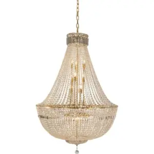 Lighting Inspirations Classique Grand 27 Light Basket Crystal Glass Chandelier Satin Brass LOI1001592