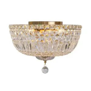 Lighting Inspirations Classique Small 30cm 3 Light Flush Crystal Glass Chandelier Satin Brass LOI1001594