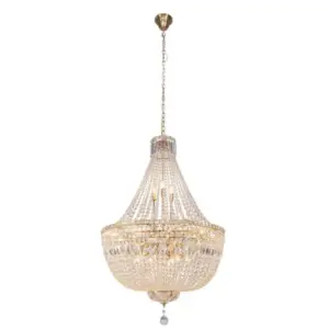 Lighting Inspirations Classique Large 75cm 18 Light Basket Crystal Glass Chandelier Satin Brass LOI1001595