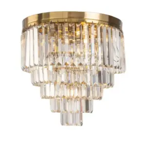 Lighting Inspirations Celestial 40cm Flush 6 Light 5 Tier Crystal Glass Chandelier Satin Brass LOI1001596