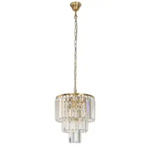 Lighting Inspirations Celestial 29cm 4 Light 3 Tier Crystal Glass Chandelier Satin Brass LOI1001598