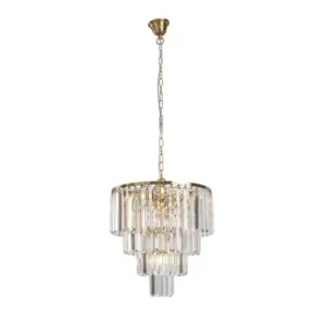 Lighting Inspirations Celestial 39cm 5 Light 4 Tier Crystal Glass Chandelier Satin Brass LOI1001599