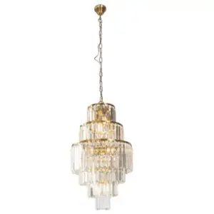 Lighting Inspirations Celestial 39cm 9 Light 6 Tier Crystal Glass Chandelier Satin Brass LOI1001600