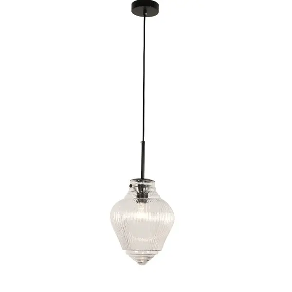 Lighting Inspirations Ridge Pendant Light Black Cord Matte Black LOI1001610