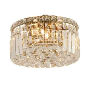 Lighting Inspirations Rotondo Small 30cm Flush 3 Light Crystal Glass Satin Brass LOI1001620