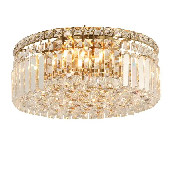 Lighting Inspirations Rotondo Medium 40cm Flush 5 Light Crystal Glass Satin Brass LOI1001621