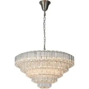 Lighting Inspirations Calista Extra Large 85cm 12 Light 5 Tier Chandelier, Brushed Nickel LOI1001638A