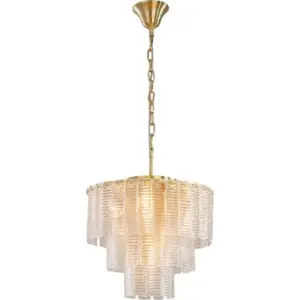 Lighting Inspirations Alara Small 40cm 3 Tier 5 Light Chandelier Satin Brass LOI1001639