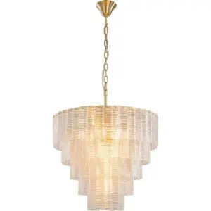 Lighting Inspirations Alara Medium 60cm 9 Light 5 Tier Chandelier Satin Brass LOI1001640