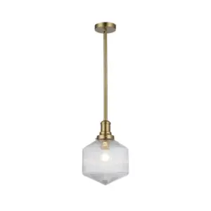 Lighting Inspirations Jefferson Small Rod Pendant Clear Satin Brass LOI1001698A