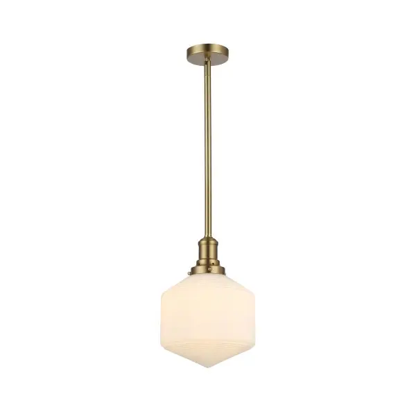 Lighting Inspirations Jefferson Small Rod Pendant Opal Matte Satin Brass LOI1001725A