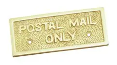 Superior Brass Postal Mail Only Sign PB 50x115mm SUP4296