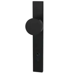 Superior Brass Long Plate Flat Face Knob Entrance Set Black 225mm SUP53676E