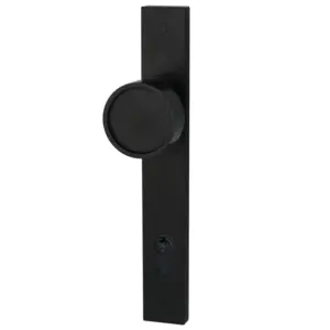Superior Brass Long Plate Recessed Face Knob Entrance Set Black 225mm SUP53677E