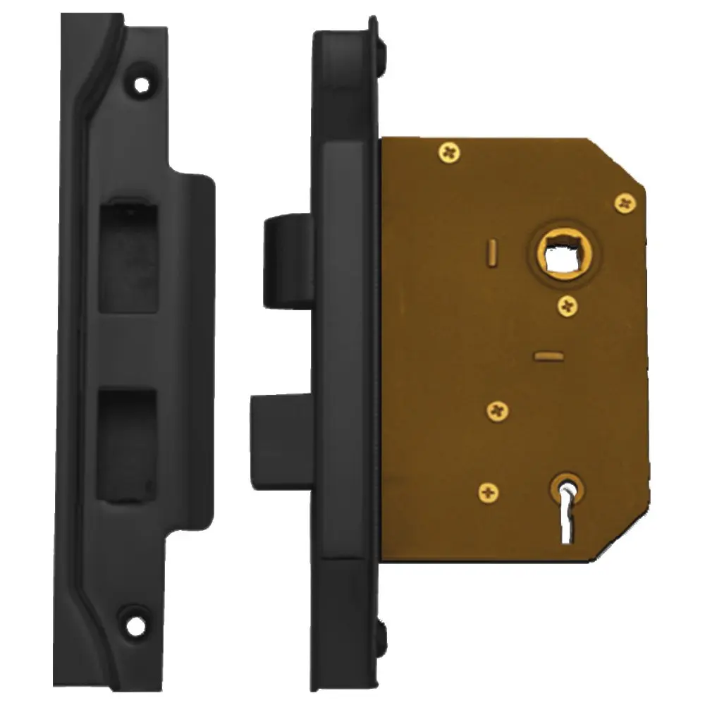 Superior Brass Rebated Lock 3 Lever Matt Black 60mm SUP59048
