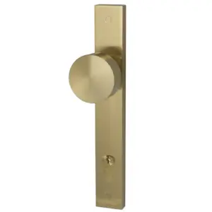Superior Brass Long Plate Flat Face Knob Entrance Set Satin Brass 225mm SUP93676E